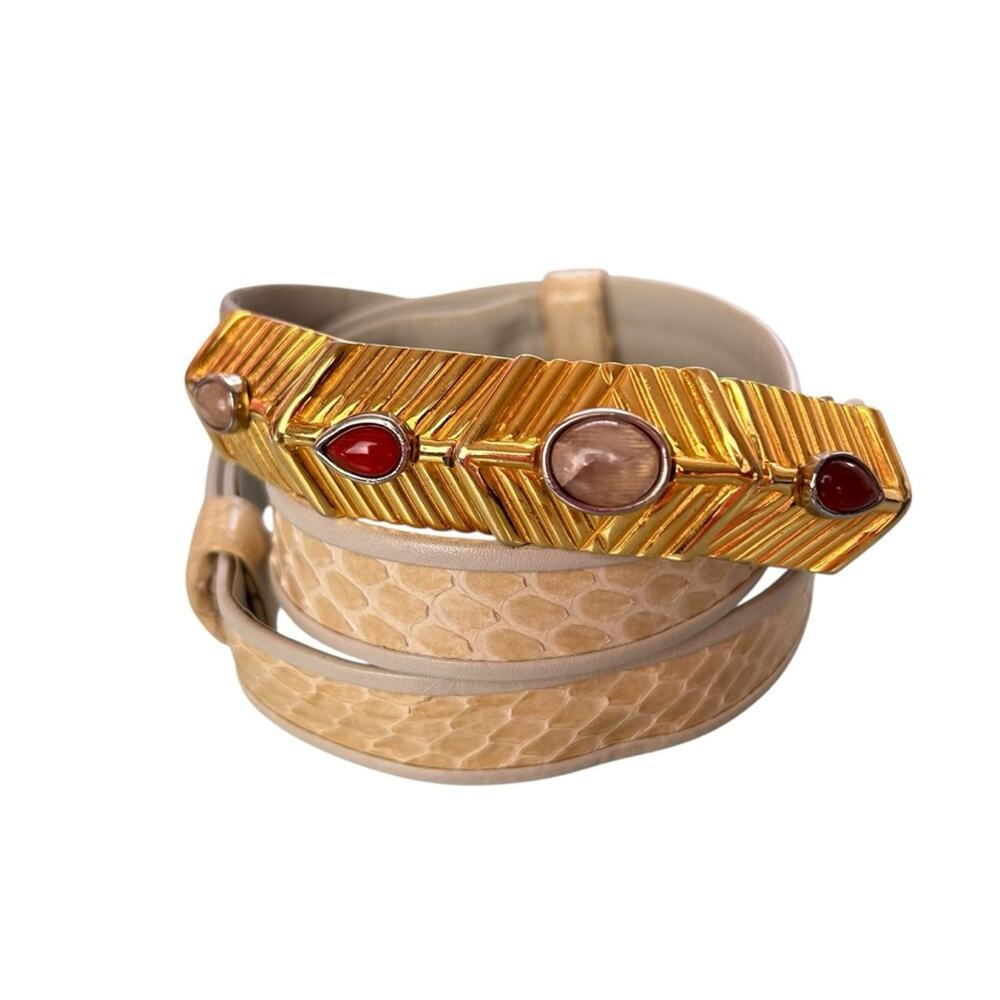JUDITH LEIBER Exotic Leather Jeweled Vintage Adjustable Belt